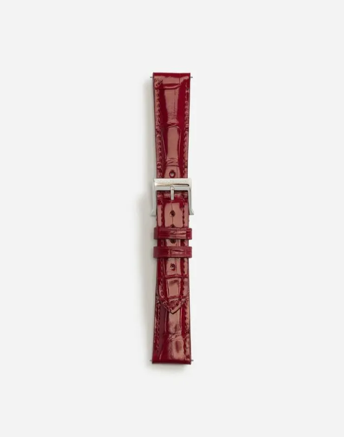 Dolce and Gabbana WatchesandStraps Women Alligator Strap With Buckle And Hook In Steel Red Dolce and Gabbana WatchesandStraps Women Alligator Strap With Buckle And Hook In Steel Red