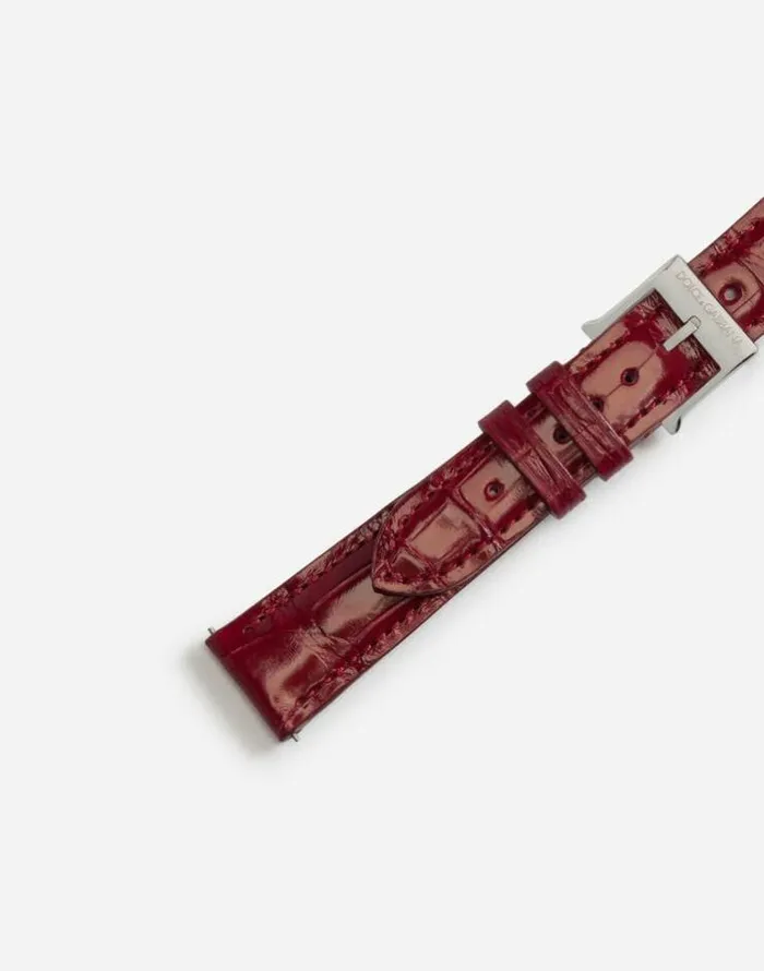 Dolce and Gabbana WatchesandStraps Women Alligator Strap With Buckle And Hook In Steel Red