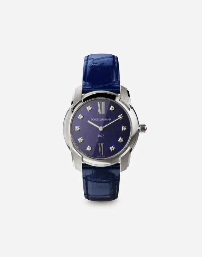 Dolce and Gabbana WatchesandStraps Women DG7 Watch In Steel With Lapis Lazuli And Diamonds Blue Dolce and Gabbana WatchesandStraps Women DG7 Watch In Steel With Lapis Lazuli And Diamonds Blue