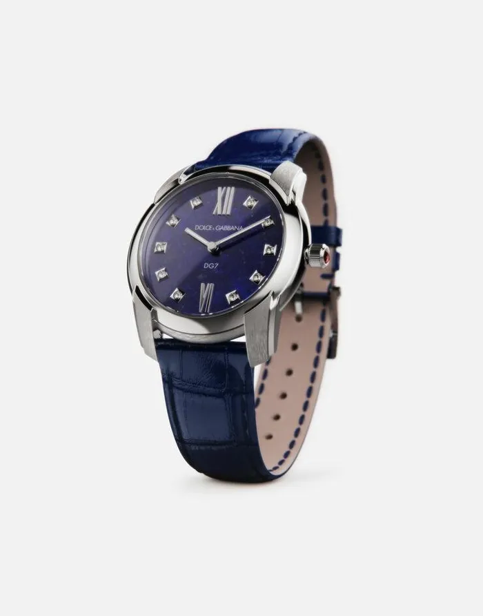 Dolce and Gabbana WatchesandStraps Women DG7 Watch In Steel With Lapis Lazuli And Diamonds Blue Dolce and Gabbana WatchesandStraps Women DG7 Watch In Steel With Lapis Lazuli And Diamonds Blue