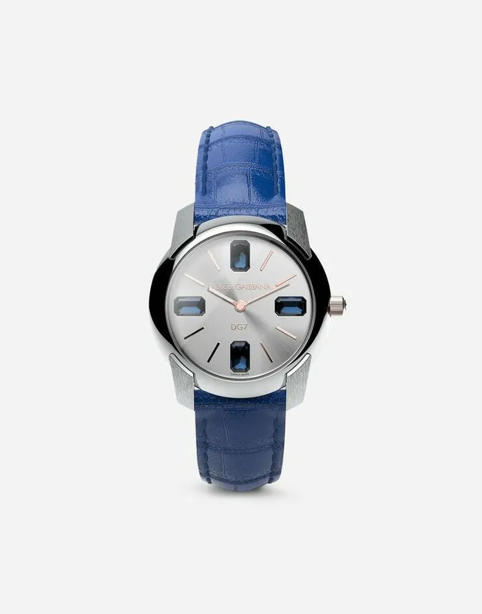 Dolce and Gabbana WatchesandStraps Women Watch With Alligator Strap Navy Blue Dolce and Gabbana WatchesandStraps Women Watch With Alligator Strap Navy Blue