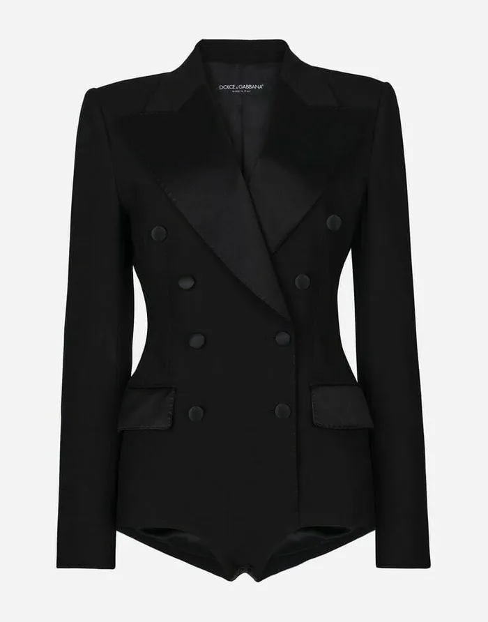 Dolce and Gabbana Wear It Like DGCelebs Women Doublebreasted Tuxedo Jacket Bodysuit Black Dolce and Gabbana Wear It Like DGCelebs Women Doublebreasted Tuxedo Jacket Bodysuit Black