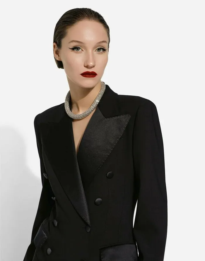Dolce and Gabbana Wear It Like DGCelebs Women Doublebreasted Tuxedo Jacket Bodysuit Black Dolce and Gabbana Wear It Like DGCelebs Women Doublebreasted Tuxedo Jacket Bodysuit Black