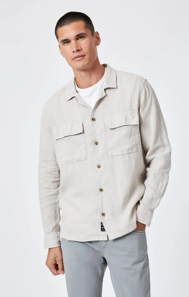 Double Pocket ButtonUp Shirt In Moonstruck Men Mavi Jeans Jackets