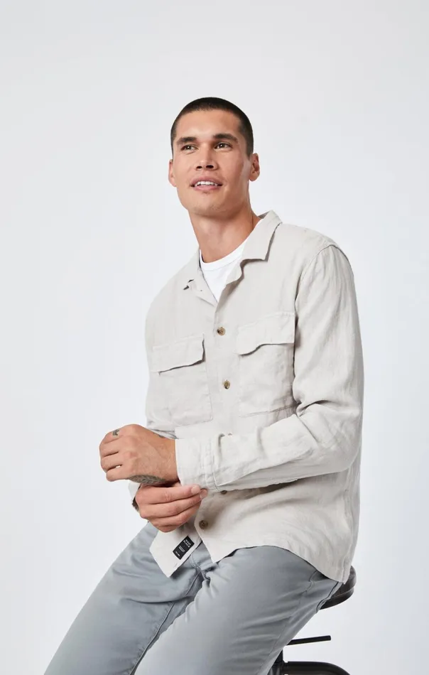 Double Pocket ButtonUp Shirt In Moonstruck Men Mavi Jeans Jackets Double Pocket ButtonUp Shirt In Moonstruck Men Mavi Jeans Jackets