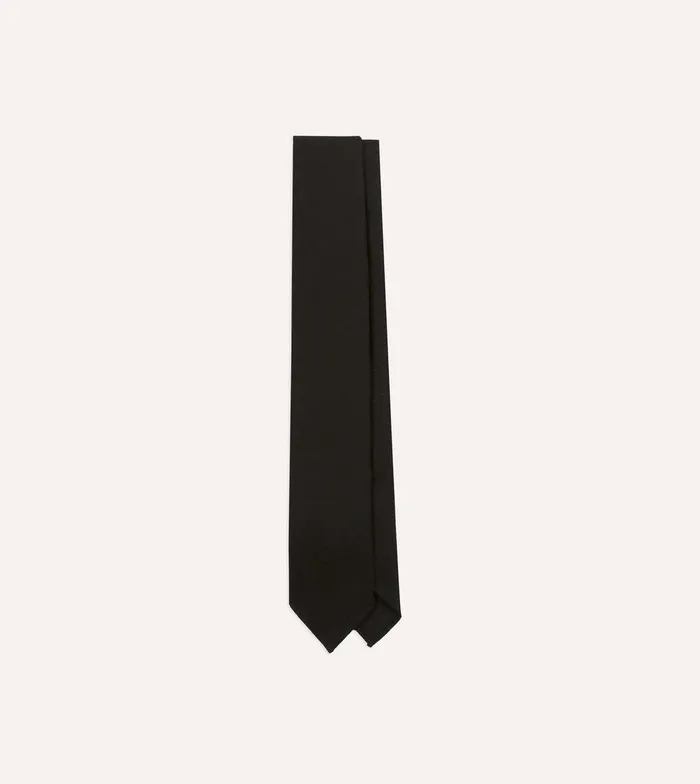 Drake039s Black Super Fine Merino Wool Self Tipped Tie 8211 Ties