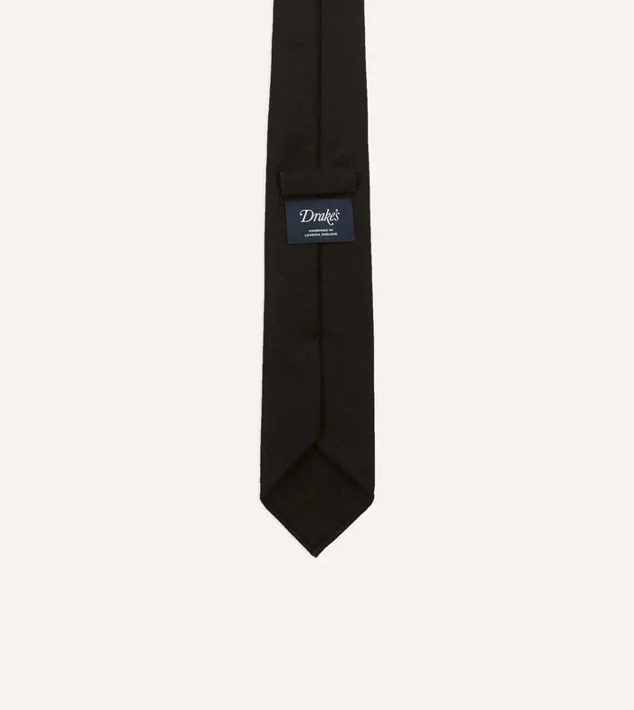 Drake039s Black Super Fine Merino Wool Self Tipped Tie 8211 Ties