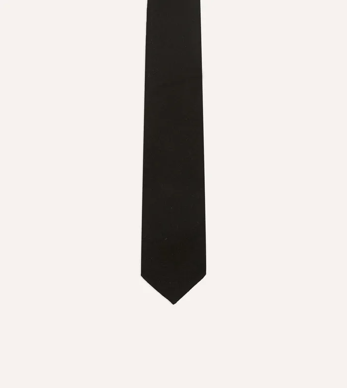 Drake039s Black Super Fine Merino Wool Self Tipped Tie 8211 Ties