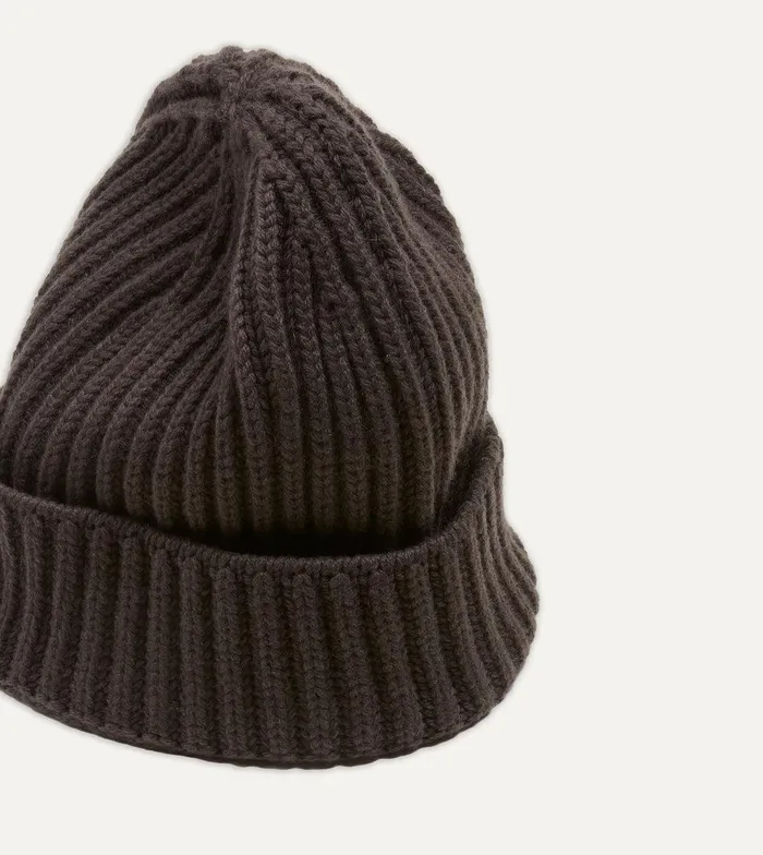 Drake039s Brown Cashmere Ribbed Knit Cap 8211 Accessories