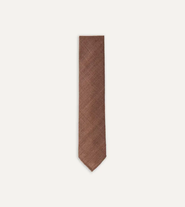 Drake039s Brown Tussah Hand Rolled Silk Tie 8211 Ties