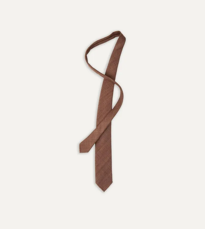 Drake039s Brown Tussah Hand Rolled Silk Tie 8211 Ties
