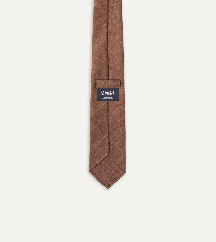 Drake039s Brown Tussah Hand Rolled Silk Tie 8211 Ties