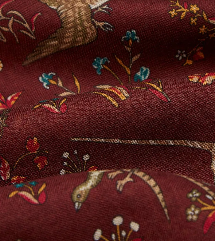 Drake039s Burgundy Unicorn Print WoolSilk Scarf 8211 Accessories
