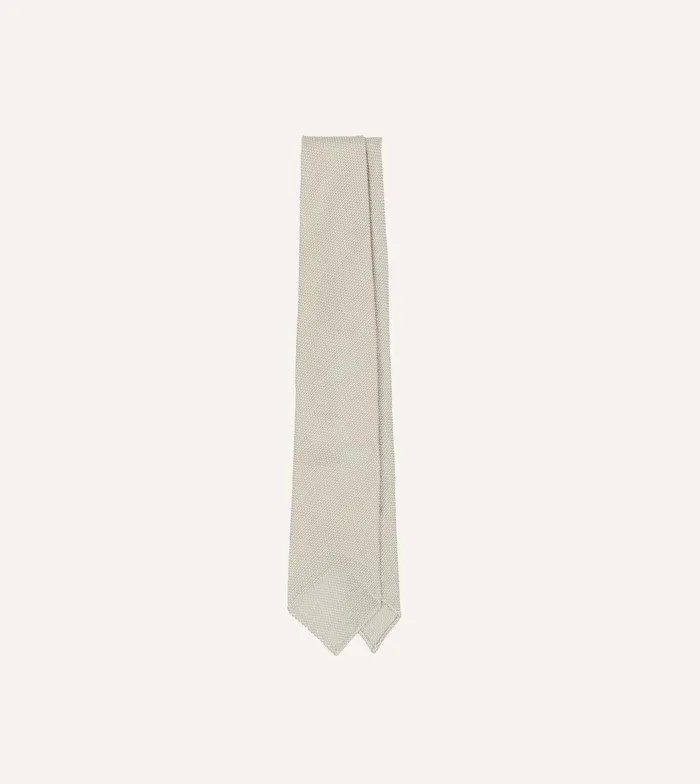 Drake039s Ecru Fine Woven Grenadine Silk Hand Rolled Tie 8211 Ties