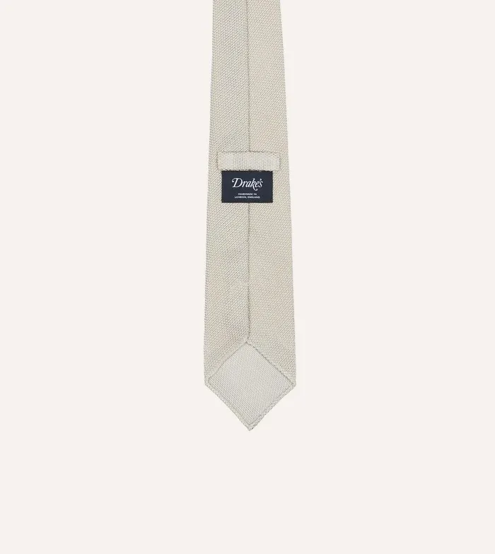 Drake039s Ecru Fine Woven Grenadine Silk Hand Rolled Tie 8211 Ties