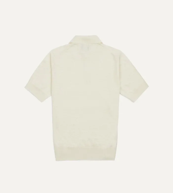 Drake039s Ecru Knitted LinenCotton ShortSleeve Polo Shirt 8211 Clothing