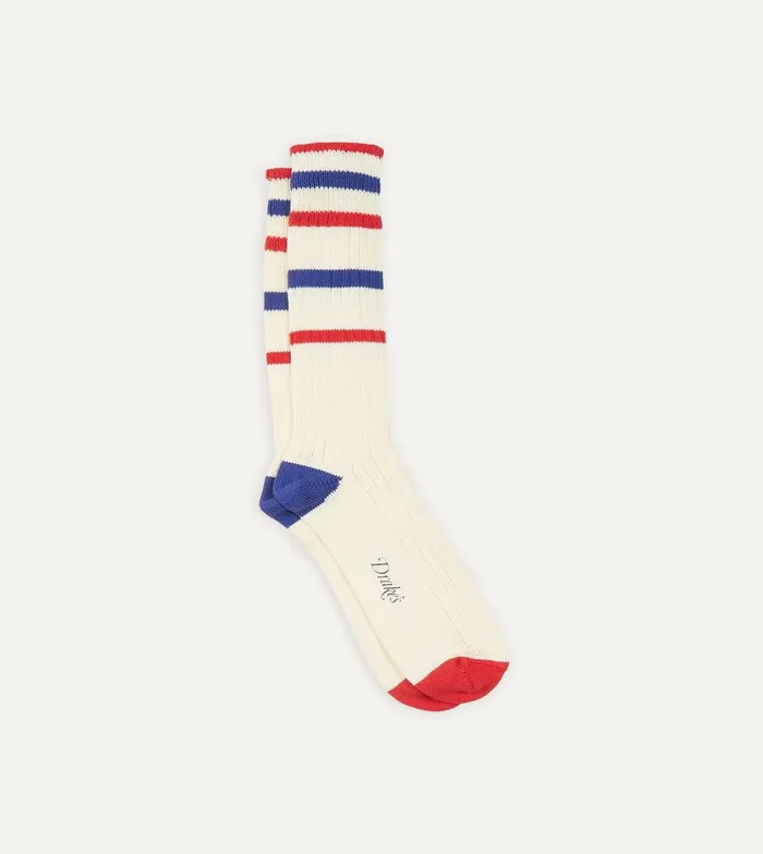 Drake039s Ecru Red And Navy Striped Sport Socks 8211 Accessories