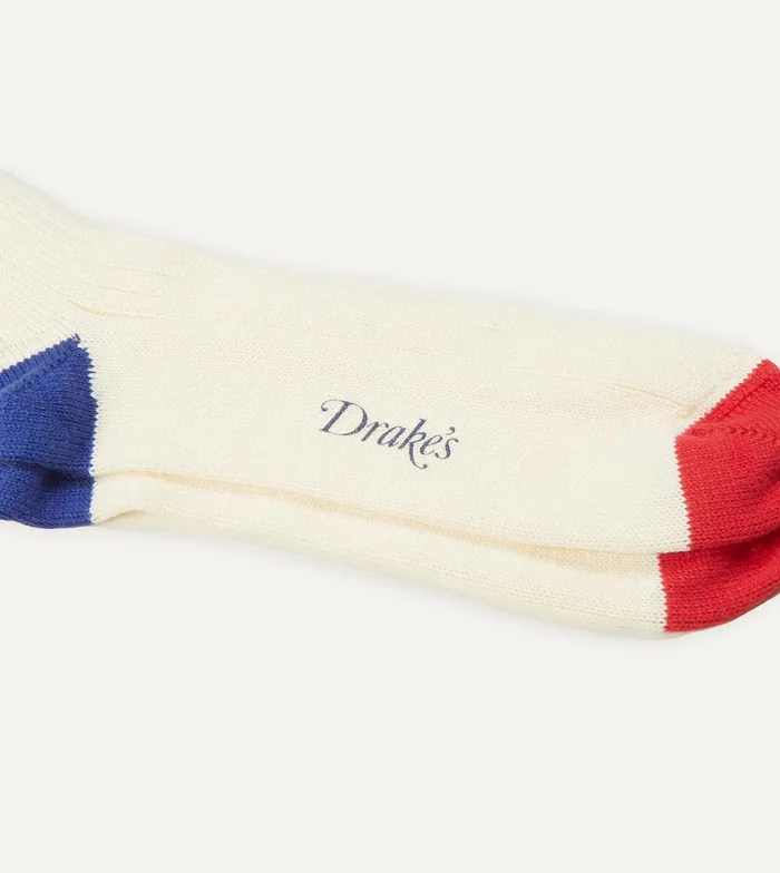 Drake039s Ecru Red And Navy Striped Sport Socks 8211 Accessories