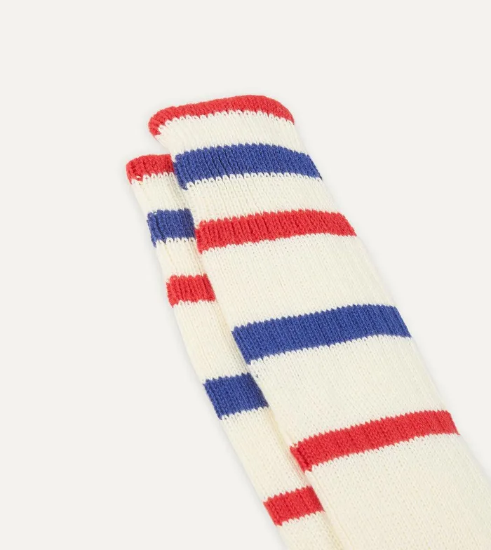 Drake039s Ecru Red And Navy Striped Sport Socks 8211 Accessories