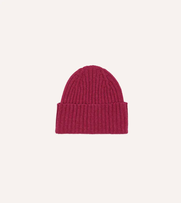 Drake039s Fuchsia Lambswool Ribbed Knit Cap 8211 Accessories