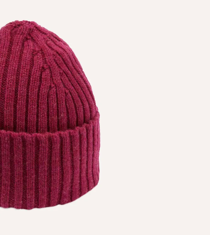 Drake039s Fuchsia Lambswool Ribbed Knit Cap 8211 Accessories