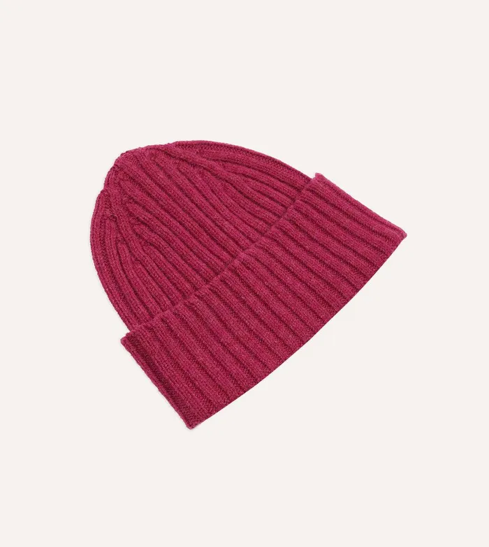 Drake039s Fuchsia Lambswool Ribbed Knit Cap 8211 Accessories