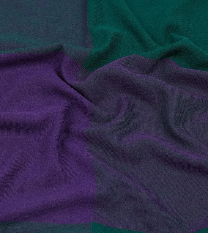 Drake039s Green And Purple Washed Check Wool Scarf 8211 Accessories
