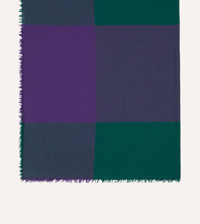 Drake039s Green And Purple Washed Check Wool Scarf 8211 Accessories