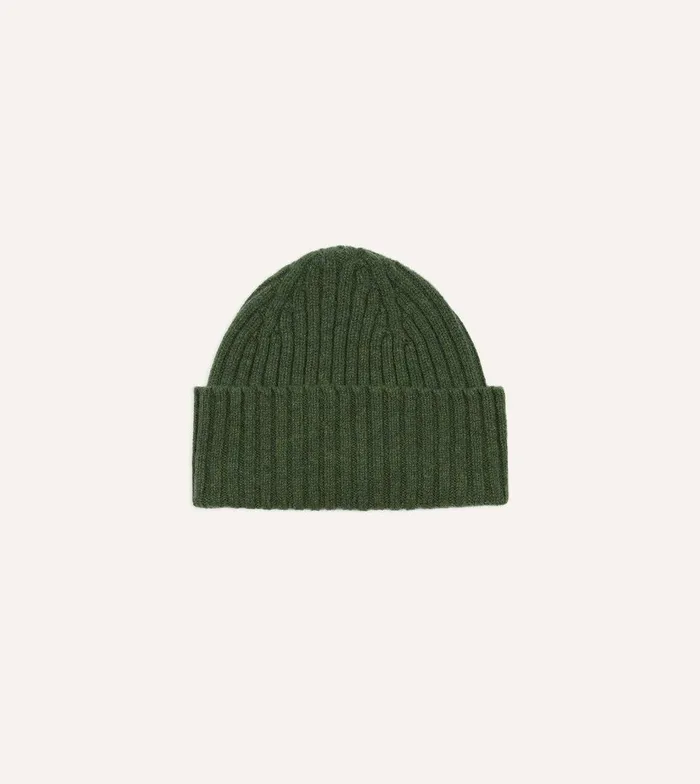 Drake039s Green Lambswool Ribbed Knit Cap 8211 Accessories