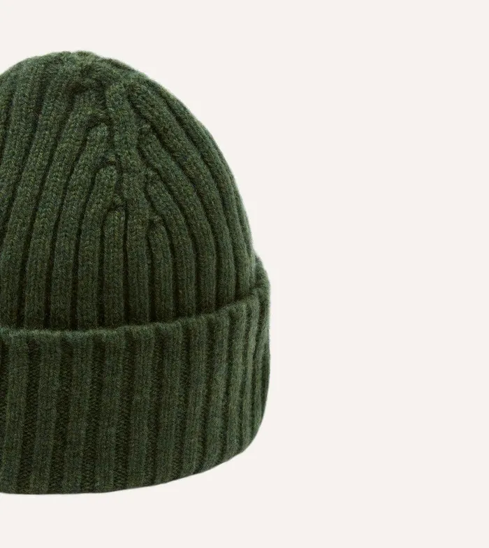 Drake039s Green Lambswool Ribbed Knit Cap 8211 Accessories