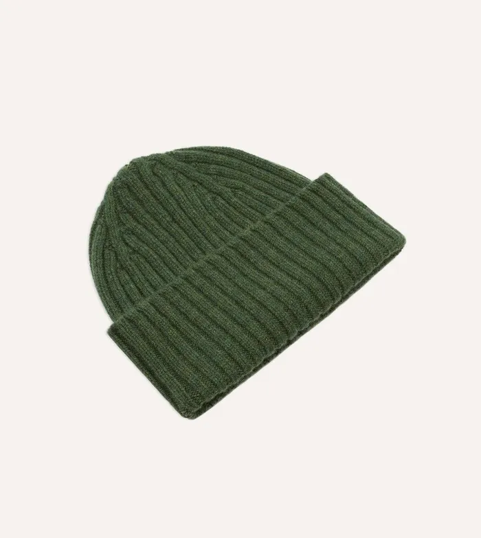 Drake039s Green Lambswool Ribbed Knit Cap 8211 Accessories