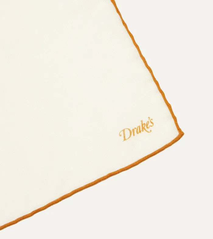 Drake039s Ivory And Gold Shoestring Border Silk Pocket Square 8211 Accessories