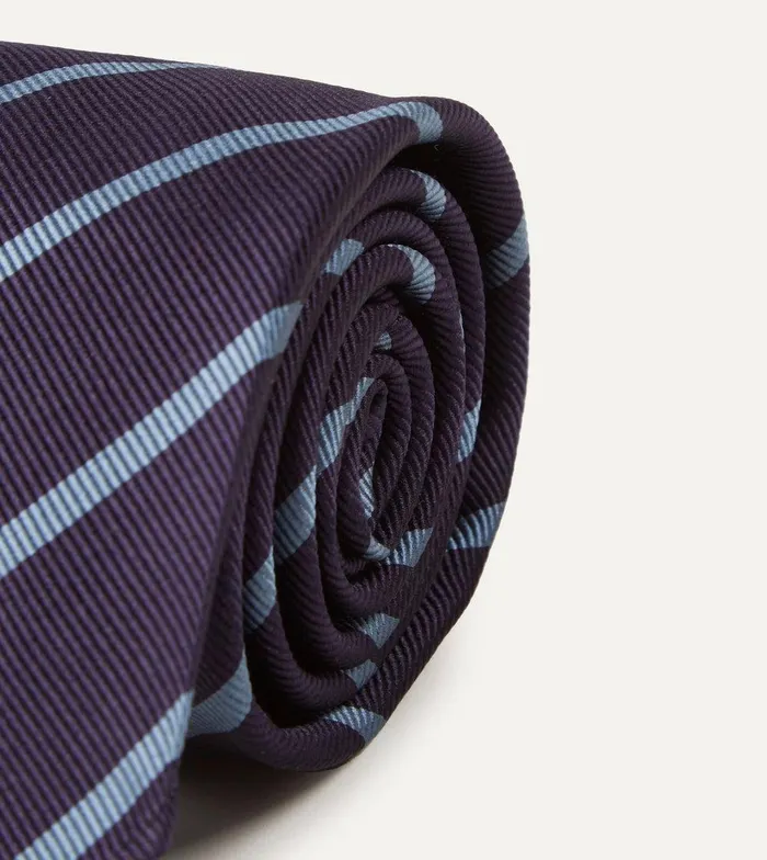 Drake039s Navy And Blue Stripe Repp Silk Tie 8211 Ties