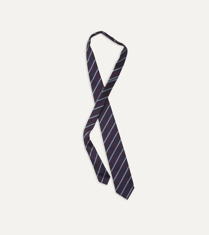 Drake039s Navy And Blue Stripe Repp Silk Tie 8211 Ties