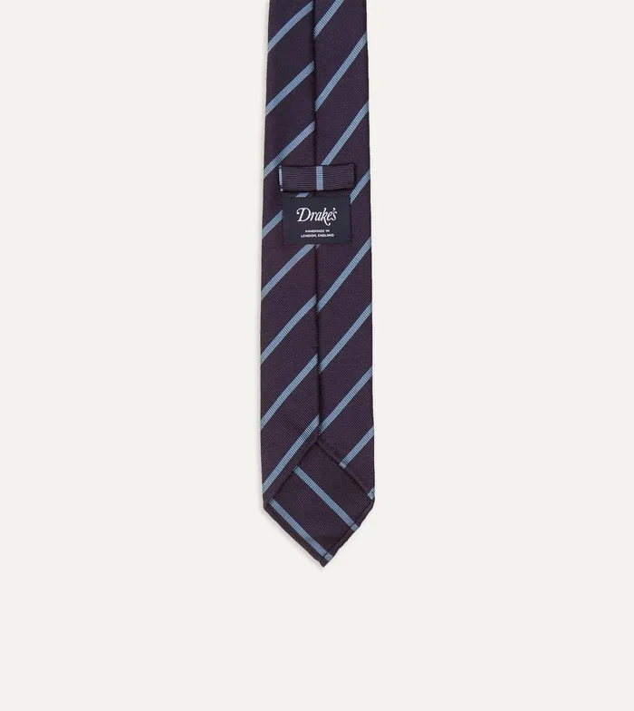 Drake039s Navy And Blue Stripe Repp Silk Tie 8211 Ties