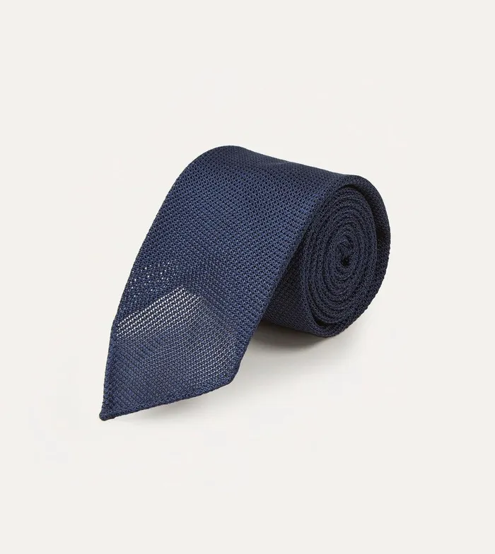 Drake039s Navy Fine Woven Grenadine Silk Hand Rolled Tie 8211 Ties