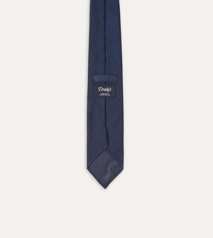 Drake039s Navy Fine Woven Grenadine Silk Hand Rolled Tie 8211 Ties