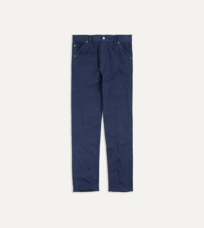 Drake039s Navy Lightweight Cotton Canvas FivePocket Jeans 8211 Clothing