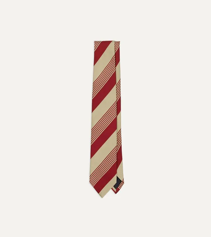 Drake039s Red And Gold Multi Stripe Silk Tipped Tie 8211 Ties
