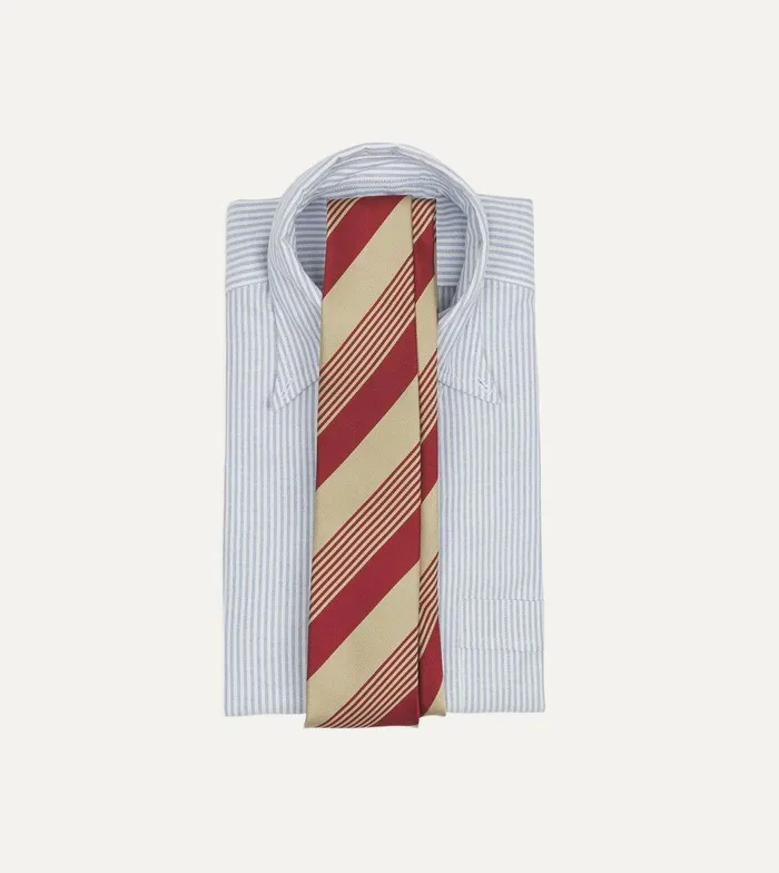 Drake039s Red And Gold Multi Stripe Silk Tipped Tie 8211 Ties
