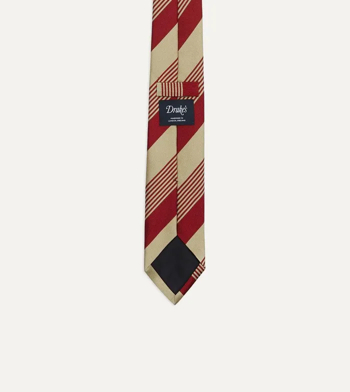 Drake039s Red And Gold Multi Stripe Silk Tipped Tie 8211 Ties