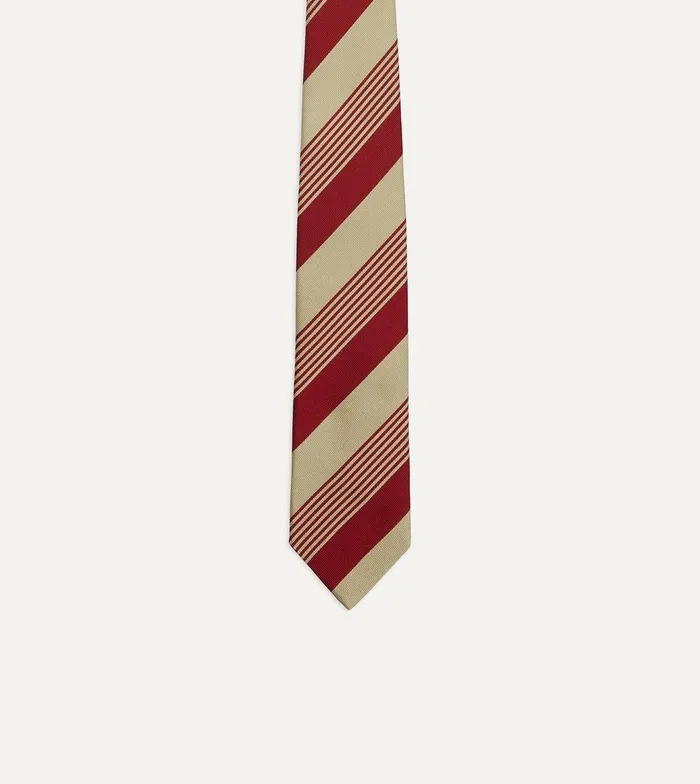 Drake039s Red And Gold Multi Stripe Silk Tipped Tie 8211 Ties