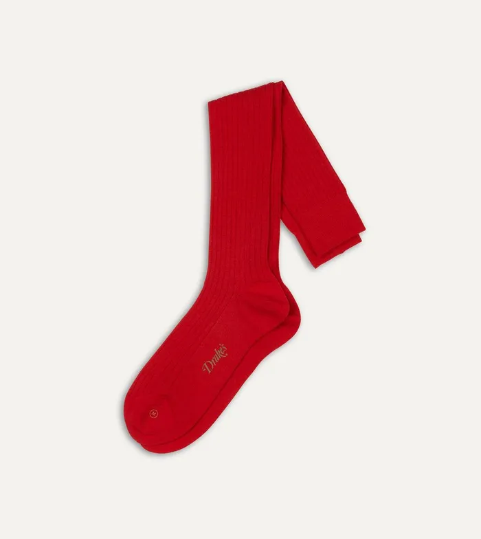 Drake039s Red Wool OvertheCalf Socks 8211 Accessories