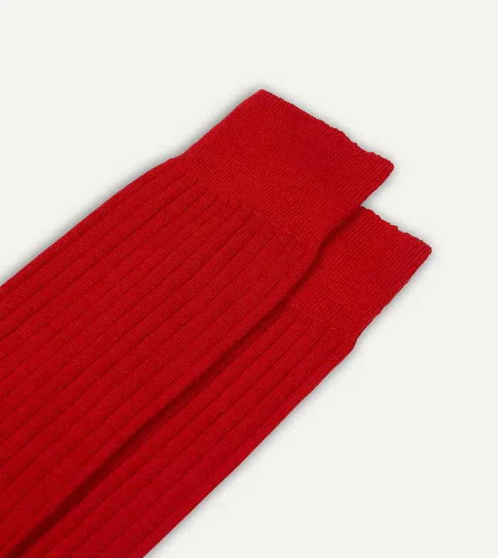 Drake039s Red Wool OvertheCalf Socks 8211 Accessories