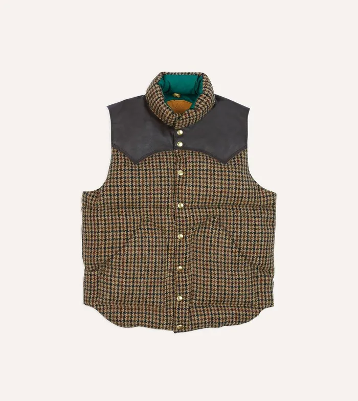 Drake039s Rocky Mountain Featherbed For Drake039s Houndstooth Check Harris Tweed Christy Down Vest 8211 Clothing