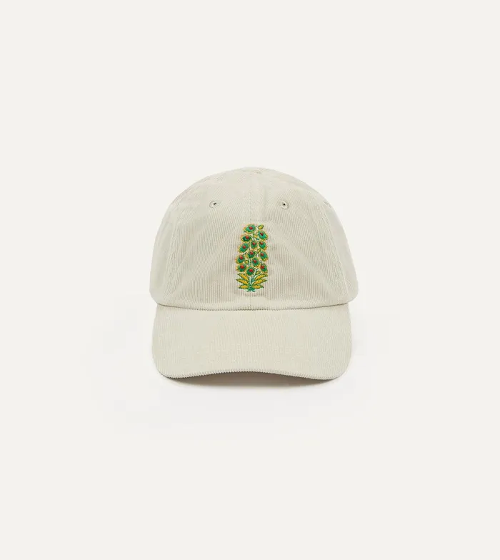 Drake039s White Flowers Emblem Cotton Corduroy Baseball Cap 8211 Accessories