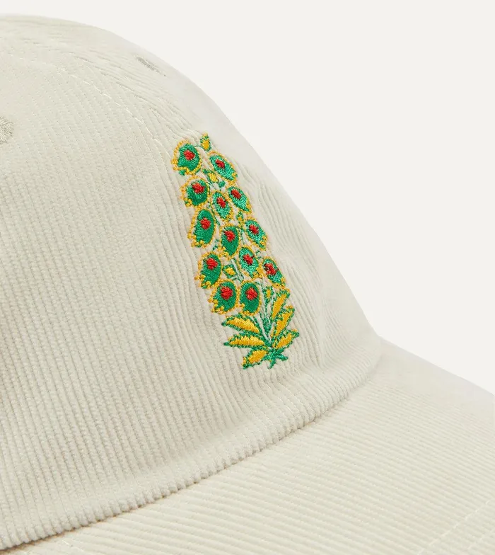 Drake039s White Flowers Emblem Cotton Corduroy Baseball Cap 8211 Accessories