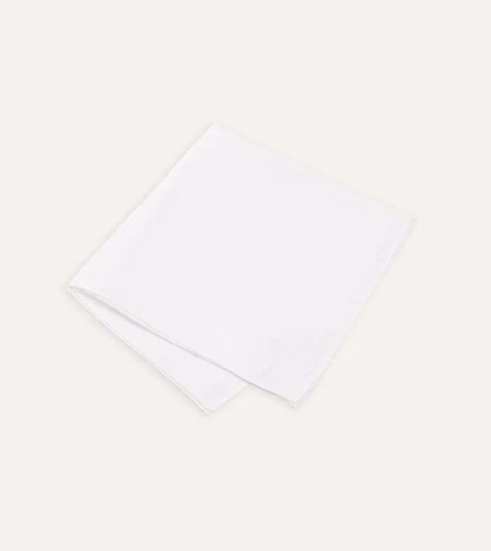 Drake039s White Linen Pocket Square 8211 Accessories
