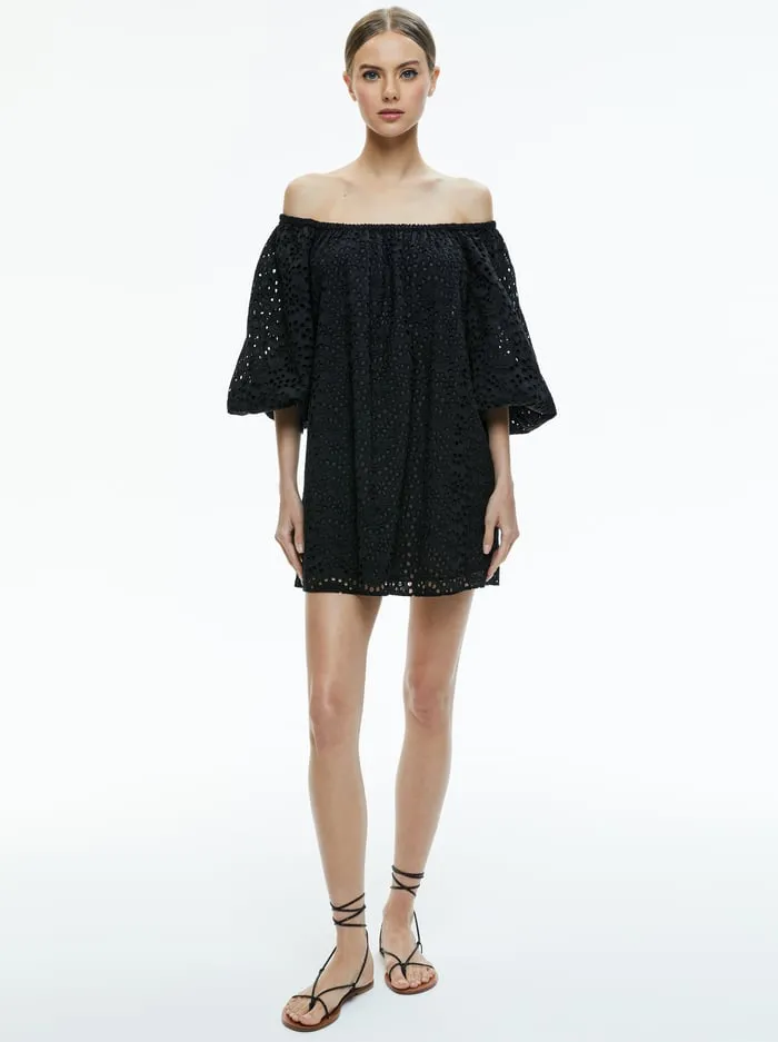 Dresses Women Alice Olivia Artemis Off The Shoulder Blouson Sleeve Mini Dress Black Dresses Women Alice Olivia Artemis Off The Shoulder Blouson Sleeve Mini Dress Black