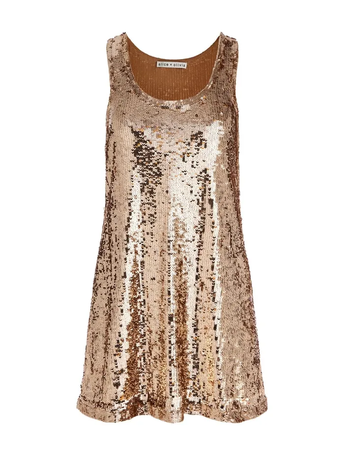 Dresses Women Alice Olivia Avril Sequin Mini Tank Dress Tanbronze
